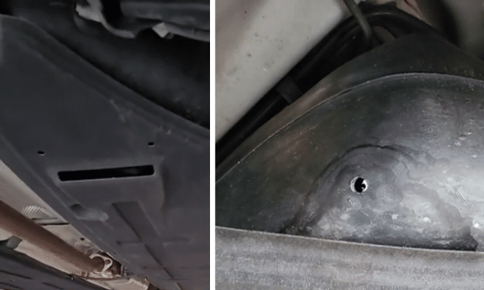 hole drilled in gas tank to steal gas